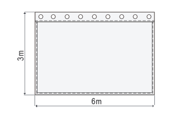 Bühnenmolton konfektioniert, naturweiß, beige, B=6m (geöst) x H=3m