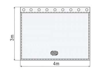 Akustikvorhang bordeauxrot Molton 300 g/m² B=4m (geöst) x H=3m