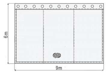 Akustikvorhang carpetblue Molton 300 g/m² B=9m (geöst) x H=6m