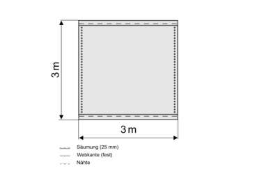 Skizze Bühnenmolton Easy gesäumt greenbox 3x3 Meter