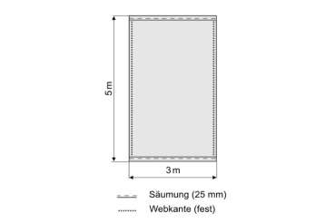 Skizze Bühnenmolton Easy gesäumt greenbox 3x5 Meter