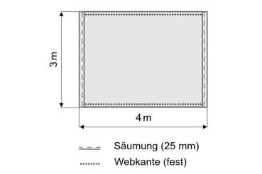 Skizze Bühnenmolton Easy gesäumt greenbox 4x3 Meter