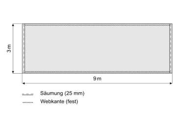 Skizze Bühnenmolton Easy gesäumt greenbox 9x3 Meter