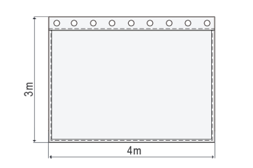 Bühnenmolton konfektioniert, schwarz, B=4m (geöst) x H=3m