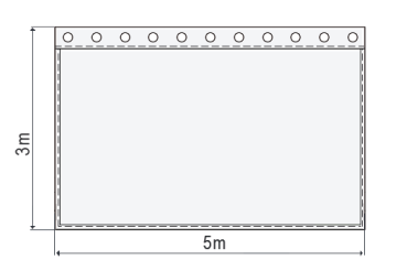 Bühnensamt B1 konfektioniert, blau, B=5m (geöst) x H=3m