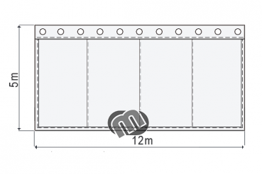 Bühnensamt B1 konfektioniert, grau-dunkelgrau, B=12m (geöst) x H=5m