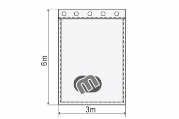 Bühnensamt B1 konfektioniert, grau-dunkelgrau, B=3m (geöst) x H=6m