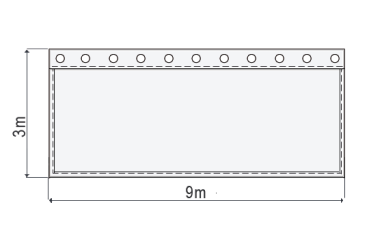 Bühnensamt B1 konfektioniert, grau-dunkelgrau, B=9m (geöst) x H=3m