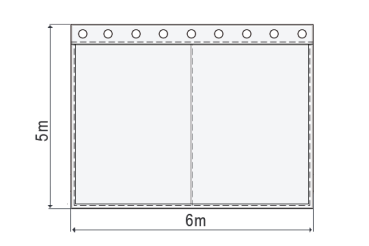 Skizze Dekomolton B1 konfektioniert, carpetblue, 6m x 5m