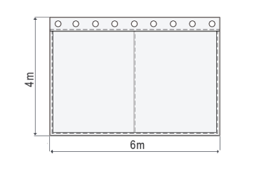 Skizze Satinmolton B1 konfektioniert, bordeauxrot, 6m x 4m