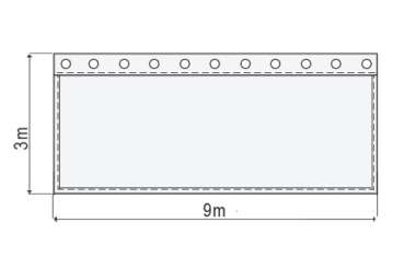 Satinmolton B1 konfektioniert, steingrau, B=9m (geöst) x H=3m