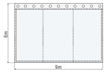 Satinmolton B1 konfektioniert, steingrau, B=9m (geöst) x H=6m