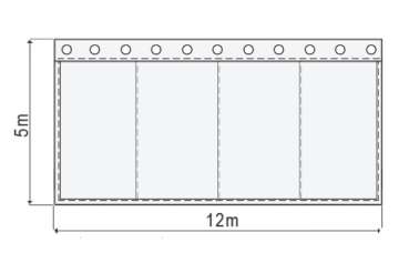 Skizze schwerer Vorhang in Schwarz, 580 g, 12 x 5 m