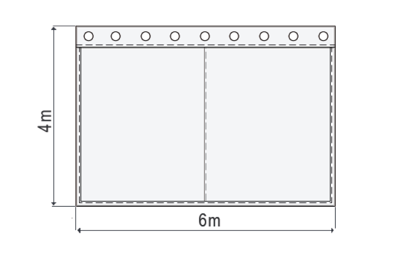 Bühnenmolton konfektioniert, schwarz, B=6m (geöst) x H=4m