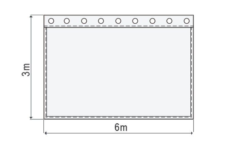 Bühnenmolton konfektioniert, naturweiß, beige, B=6m (geöst) x H=3m