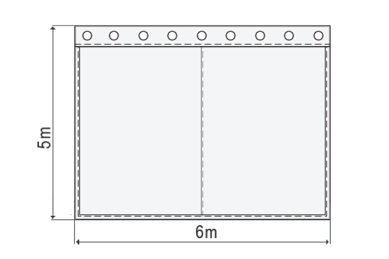 Akustikvorhang bluebox Molton 300 g/m² B=6m (geöst) x H=5m