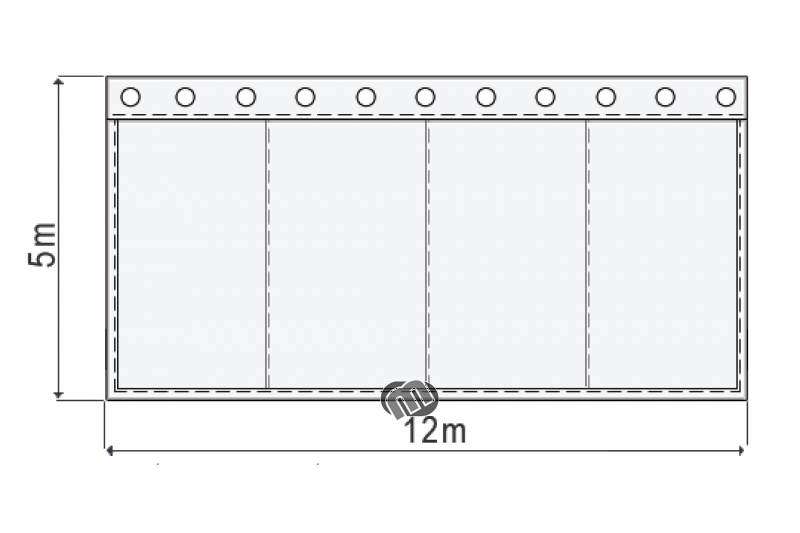 Akustikvorhang bordeauxrot Molton 300 g/m² B=12m (geöst) x H=5m