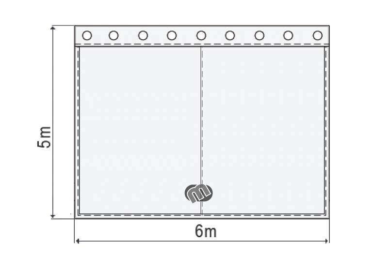 Akustikvorhang bordeauxrot Molton 300 g/m² B=6m (geöst) x H=5m