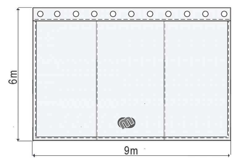 Akustikvorhang carpetblue Molton 300 g/m² B=9m (geöst) x H=6m