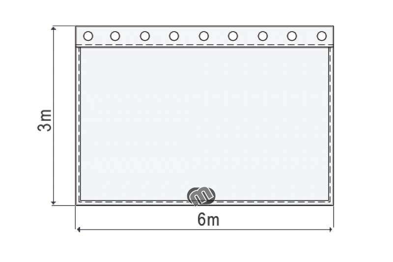 Akustikvorhang schwarz Molton 320 g/m² B=6m (geöst) x H=3m