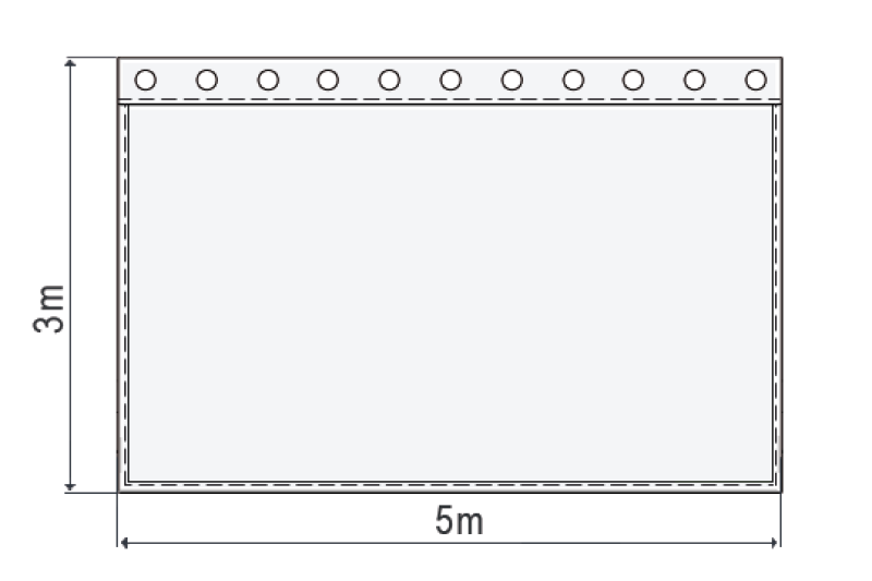 Bühnensamt B1 konfektioniert, blau, B=5m (geöst) x H=3m