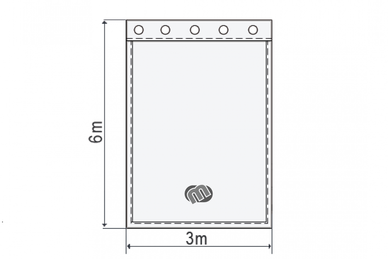 Bühnensamt B1 konfektioniert, grau-dunkelgrau, B=3m (geöst) x H=6m