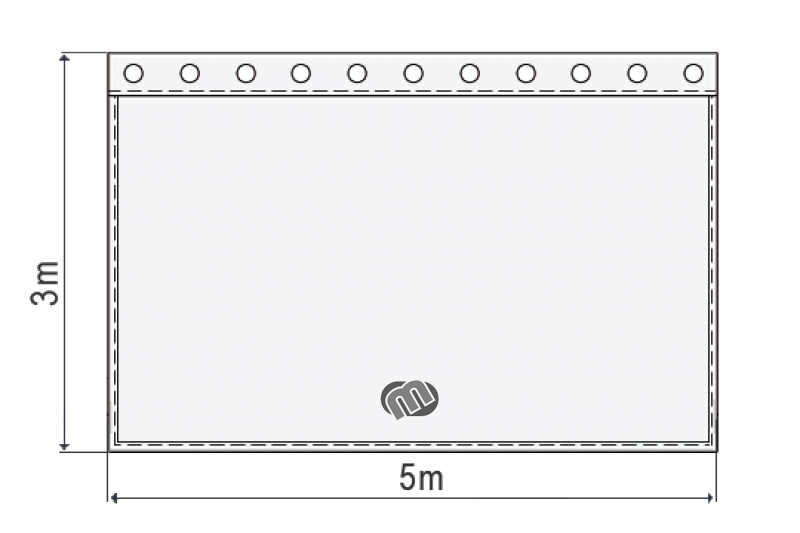 Bühnensamt B1 konfektioniert, rot-kirschrot, B=5m (geöst) x H=3m