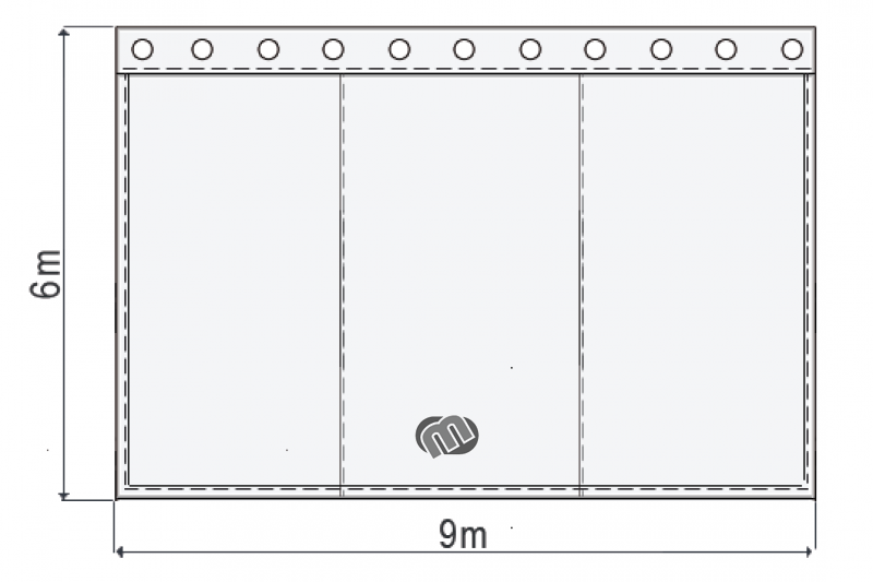 Bühnensamt B1 konfektioniert, rot-kirschrot, B=9m (geöst) x H=6m