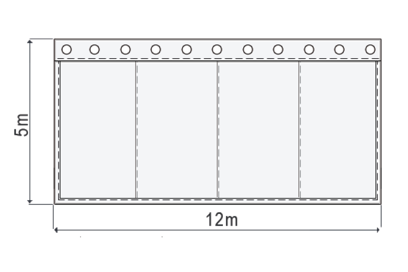 Bühnensamt B1 konfektioniert, schwarz, B=12m (geöst) x H=5m