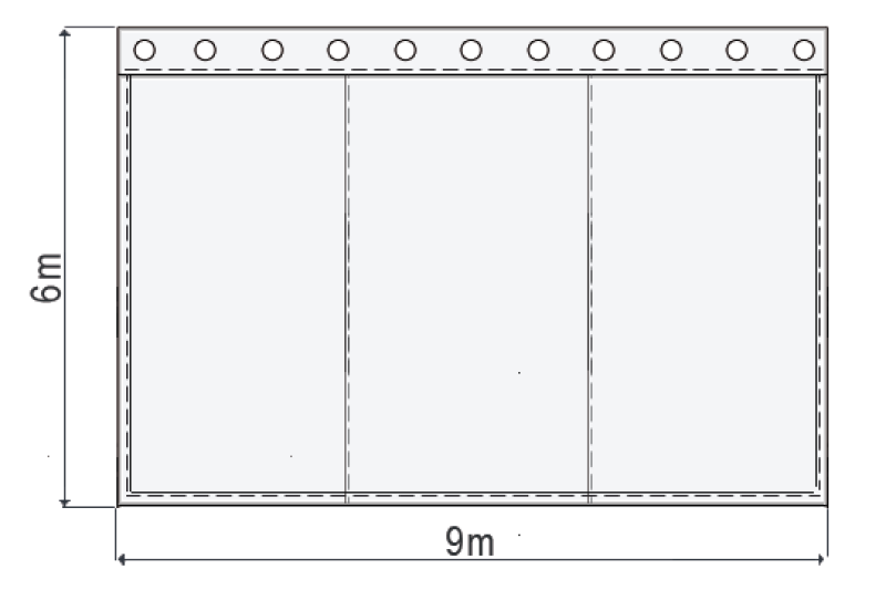 Skizze Satinmolton B1 konfektioniert, bordeauxrot, 9m x 6m