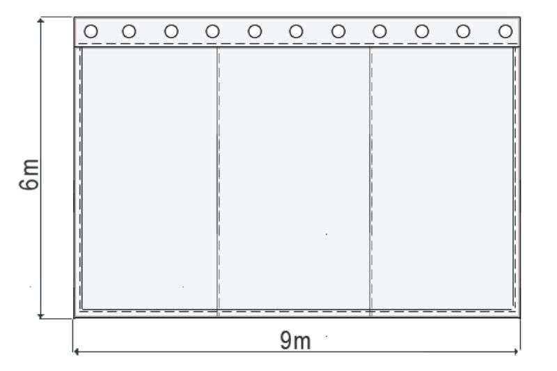 Satinmolton B1 konfektioniert, steingrau, B=9m (geöst) x H=6m