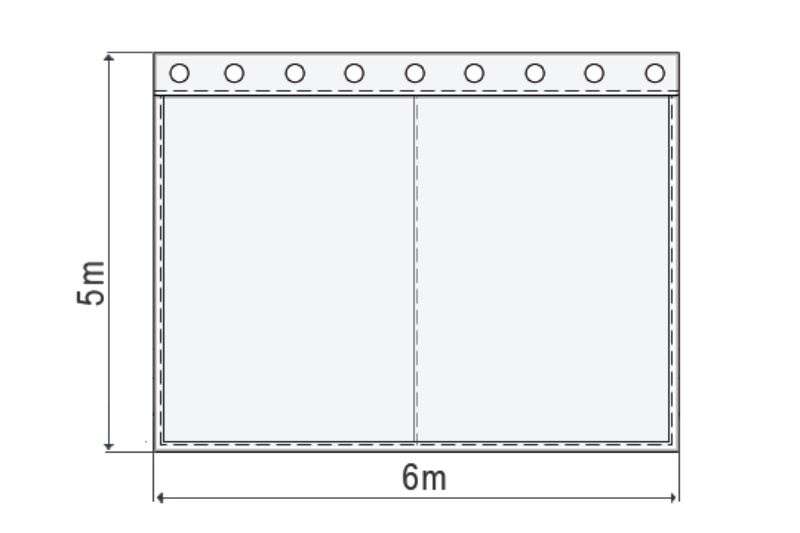 Skizze schwerer Vorhang in Royalblau, 580 g, 6 x 5 m